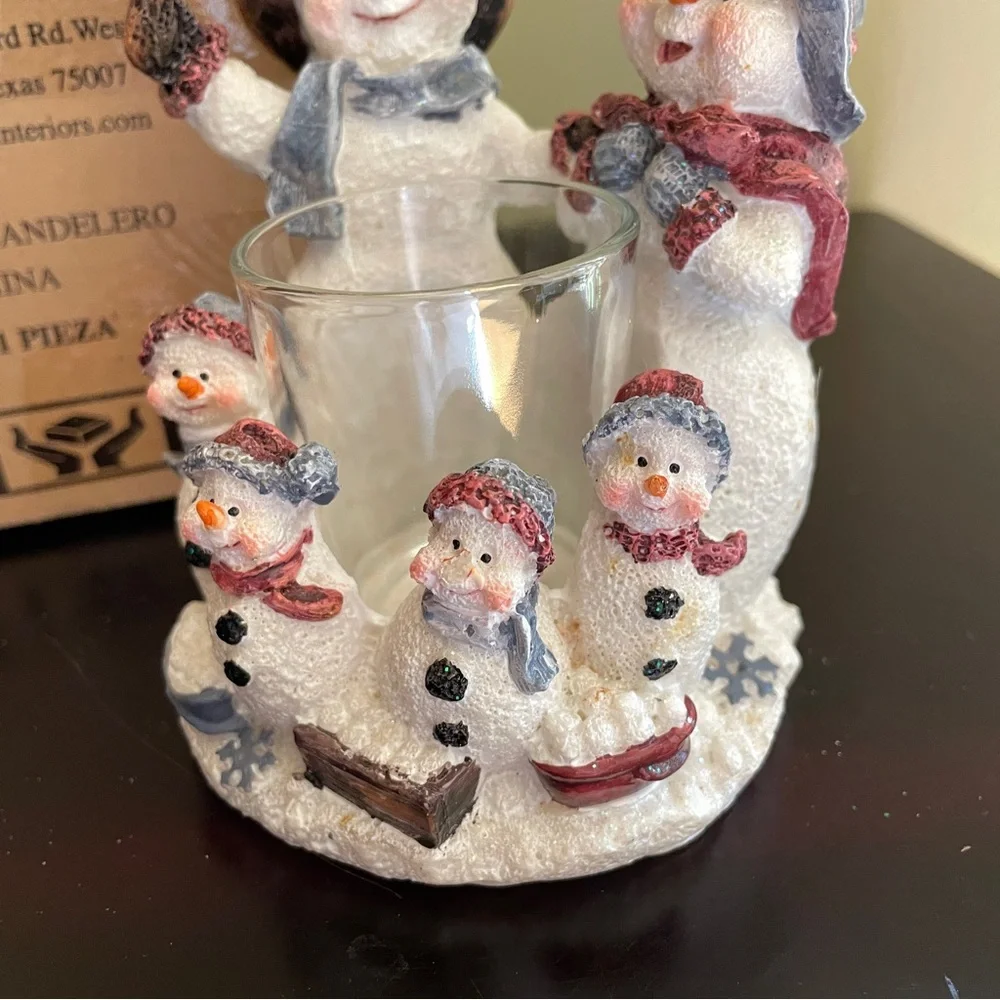 Home Interiors Snowman Family Votive Candle Holder Snowballs For Sale